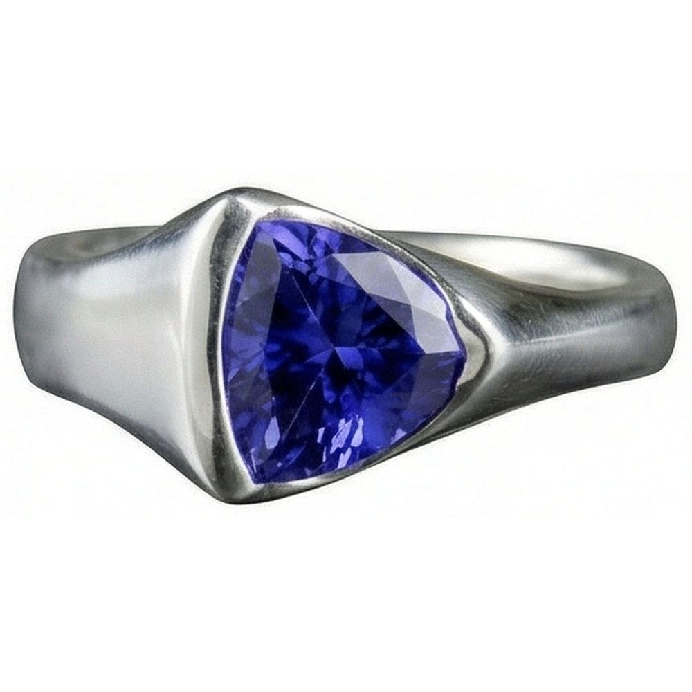 Anello solitario in oro bianco da 1 carato Trilioni di tanzanite Novità