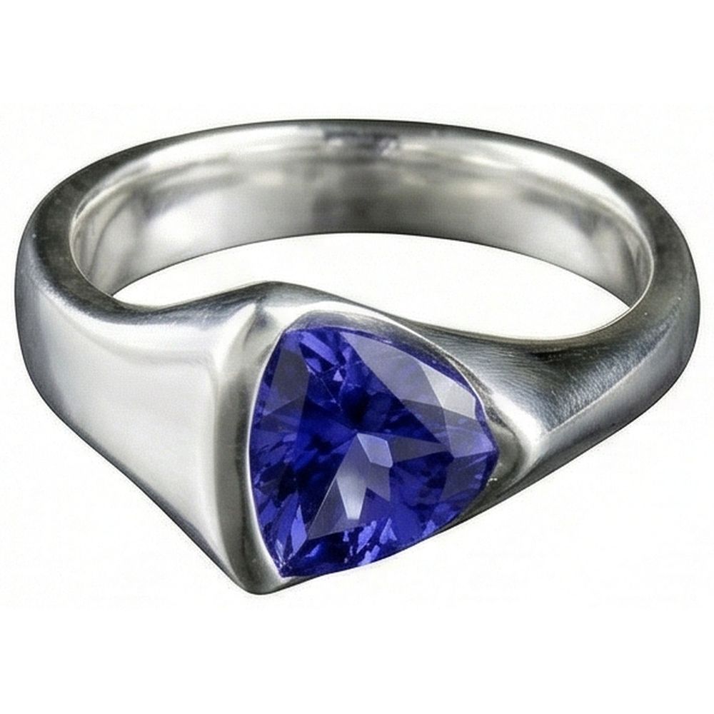 Anello solitario in oro bianco da 1 carato Trilioni di tanzanite Novità