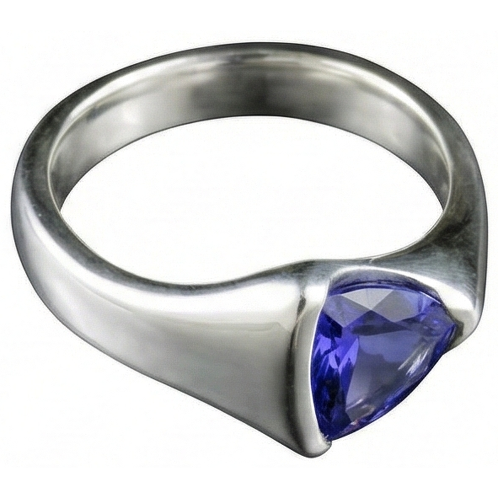 Anello solitario in oro bianco da 1 carato Trilioni di tanzanite Novità