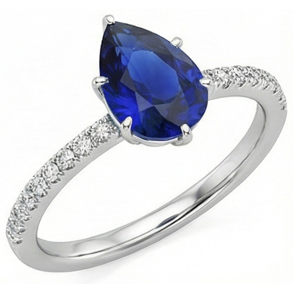 vero pear diamante 5carati anello angolo laterale
