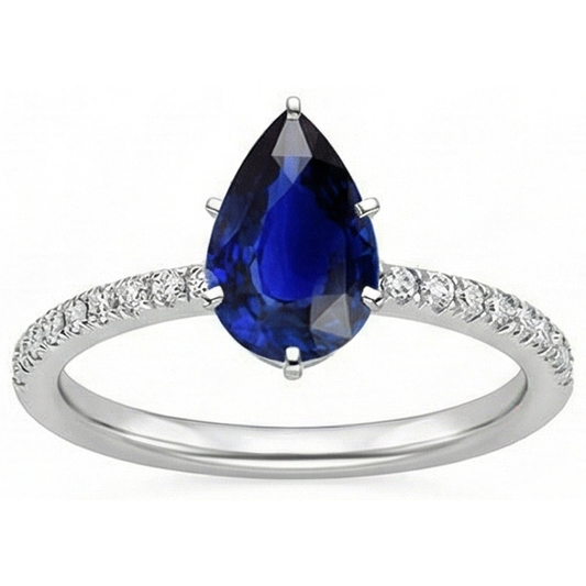 vero pear diamante 5carati anello dettaglio ravvicinato