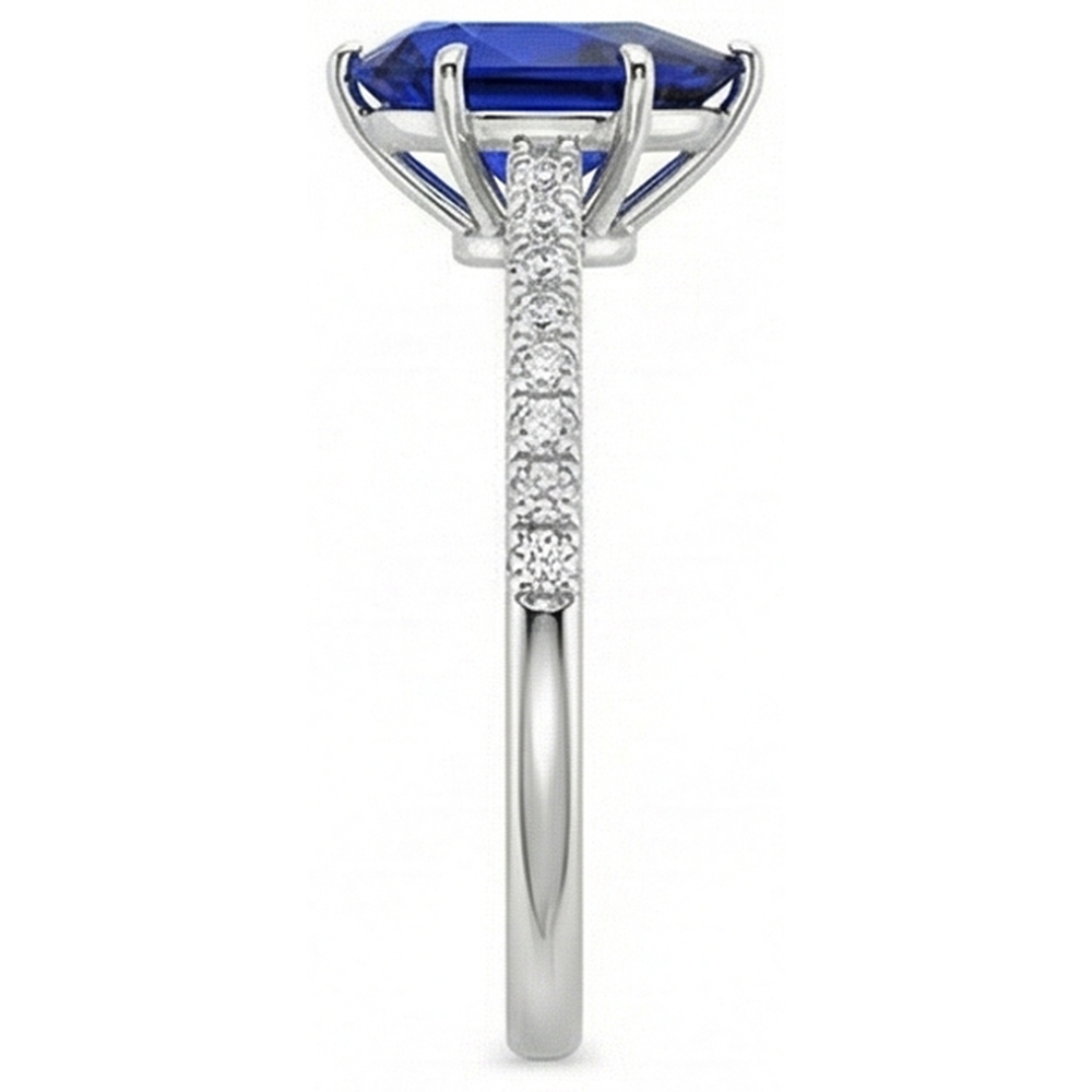 vero pear diamante 5carati anello vista di profilo