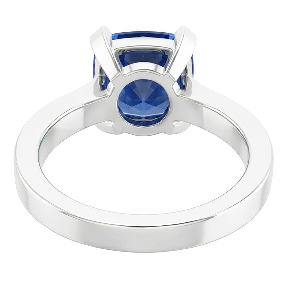 Anello solitario in oro con zaffiro blu naturale radiante 1.50 carati 4 poli