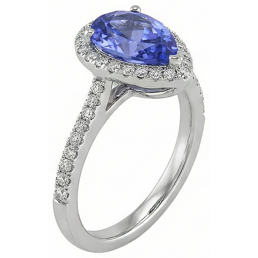 Anello solitario in oro da 5.75 ct con tanzanite con accento e diamanti