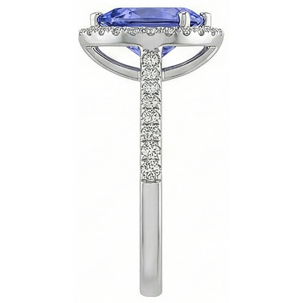 Anello solitario in oro da 5.75 ct con tanzanite con accento e diamanti