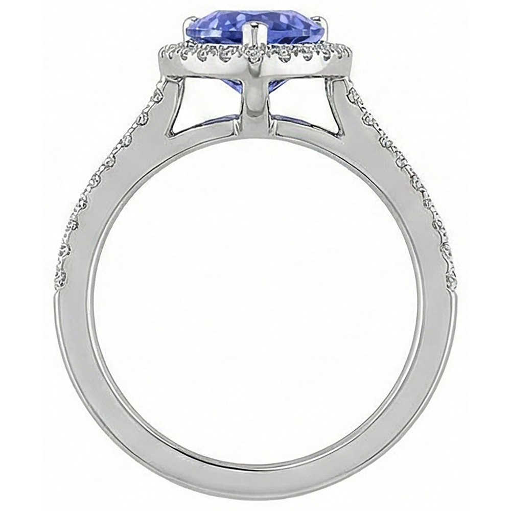 Anello solitario in oro da 5.75 ct con tanzanite con accento e diamanti