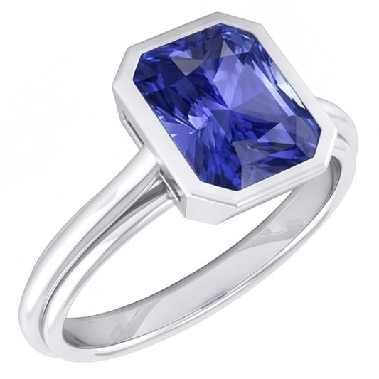 Anello solitario in oro da donna con castone in zaffiro a taglio radiante 2.50 carati