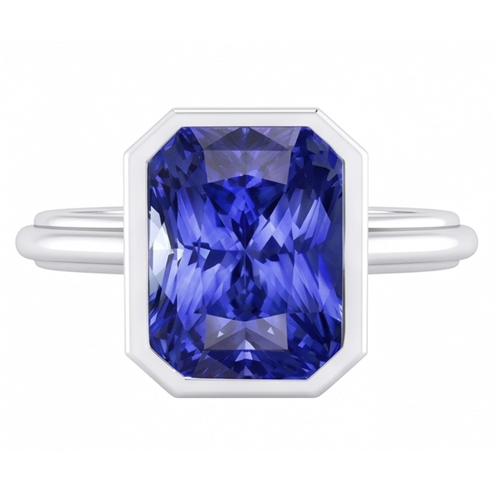 Anello solitario in oro da donna con castone in zaffiro a taglio radiante 2.50 carati