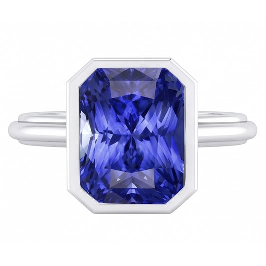 Anello solitario in oro da donna con castone in zaffiro a taglio radiante 2.50 carati