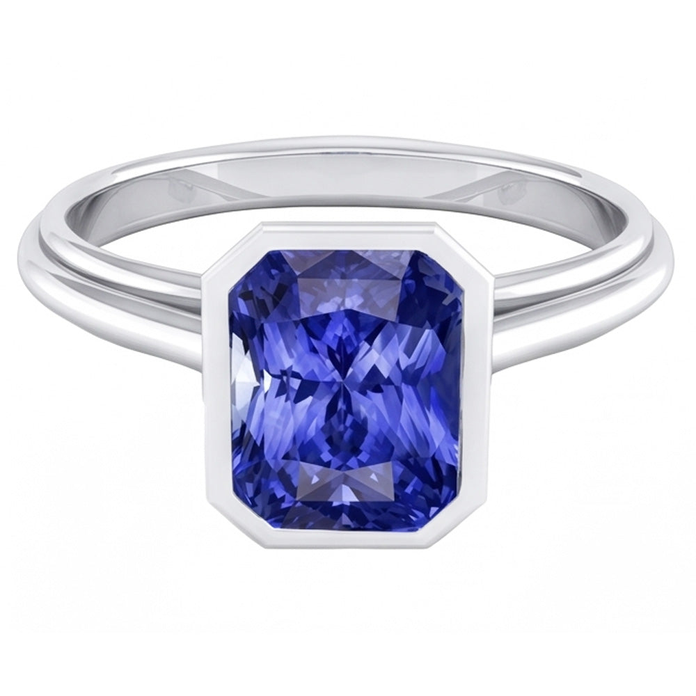 Anello solitario in oro da donna con castone in zaffiro a taglio radiante 2.50 carati