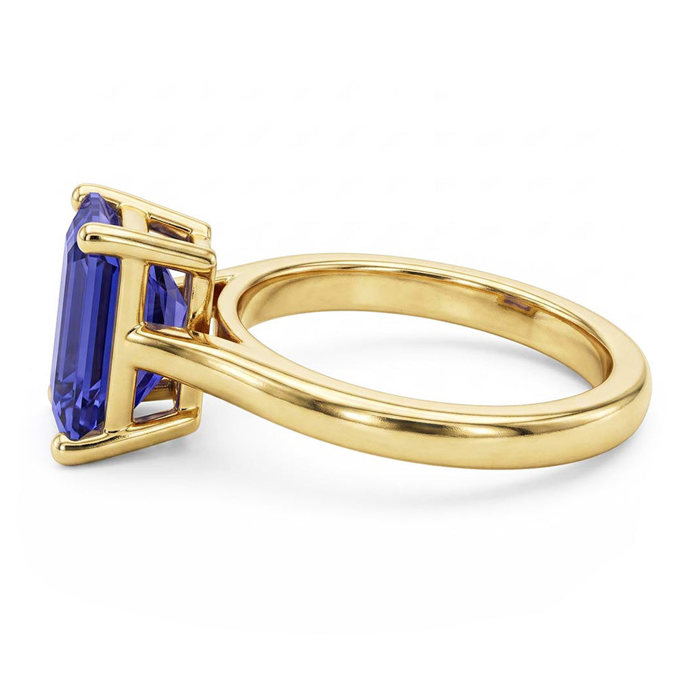 Anello solitario in oro giallo Emerald Ceylon Sapphire Gemstone 2 carati