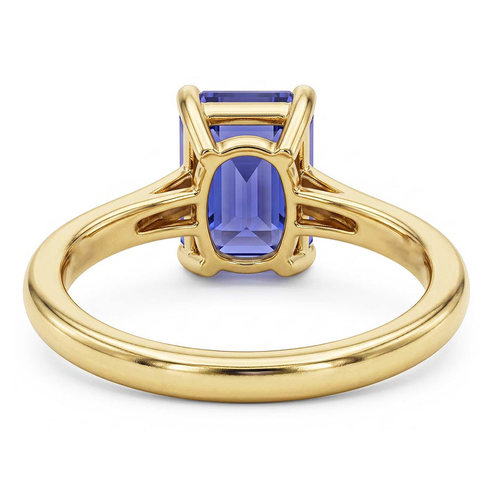 Anello solitario in oro giallo Emerald Ceylon Sapphire Gemstone 2 carati