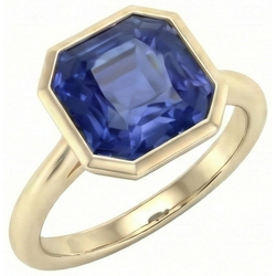 Anello solitario in oro giallo con castone con zaffiro di Ceylon 5 carati