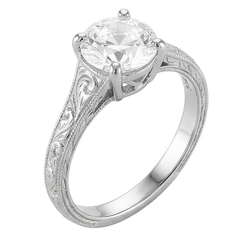 Anello solitario in stile antico con diamante taglio vecchio miniera 1.50 carati