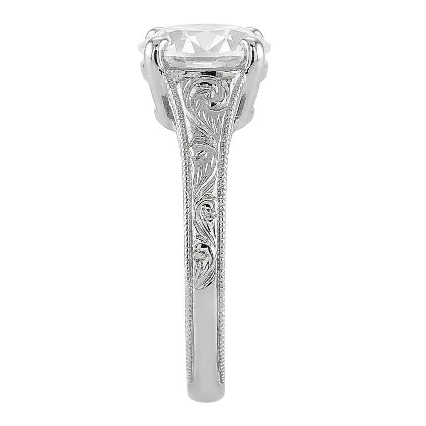 Anello solitario in stile antico con diamante taglio vecchio miniera 1.50 carati