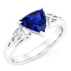 Anello solitario in stile antico con zaffiro blu da 2 trilioni di carati a V