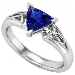 Anello solitario in stile antico con zaffiro blu da 2 trilioni di carati a V
