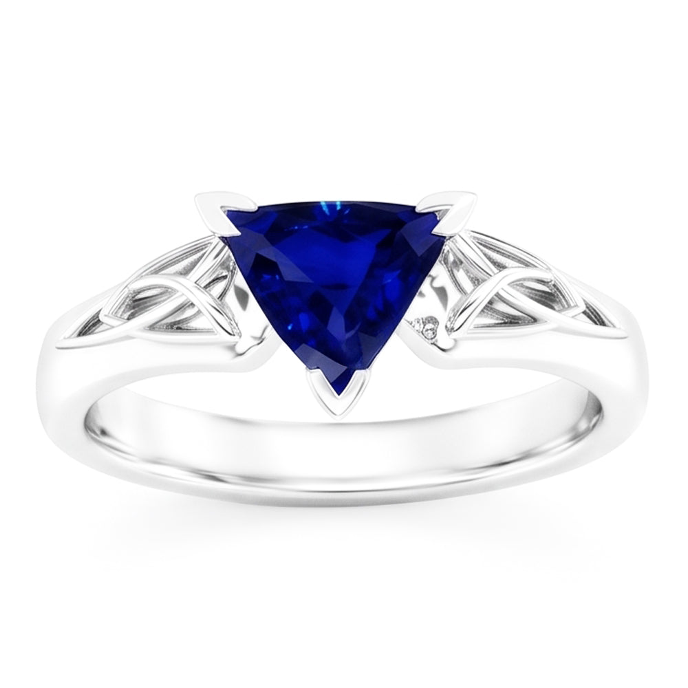 Anello solitario in stile antico con zaffiro blu da 2 trilioni di carati a V