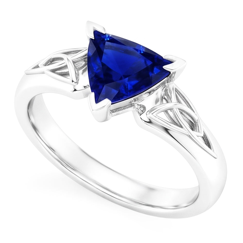Anello solitario in stile antico con zaffiro blu da 2 trilioni di carati a V