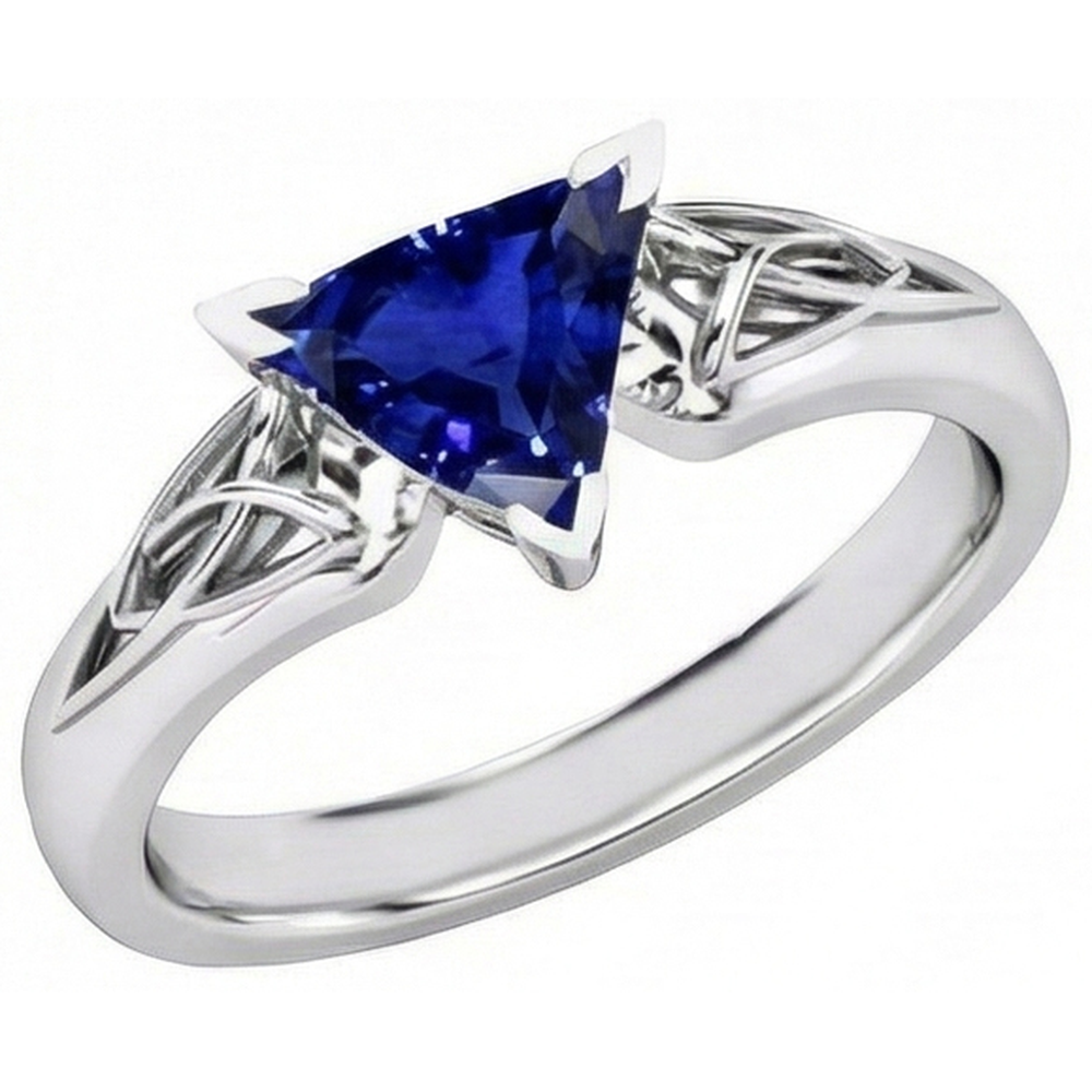 Anello solitario in stile antico con zaffiro blu da 2 trilioni di carati a V