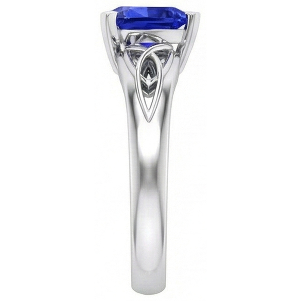 Anello solitario in stile antico con zaffiro blu da 2 trilioni di carati a V
