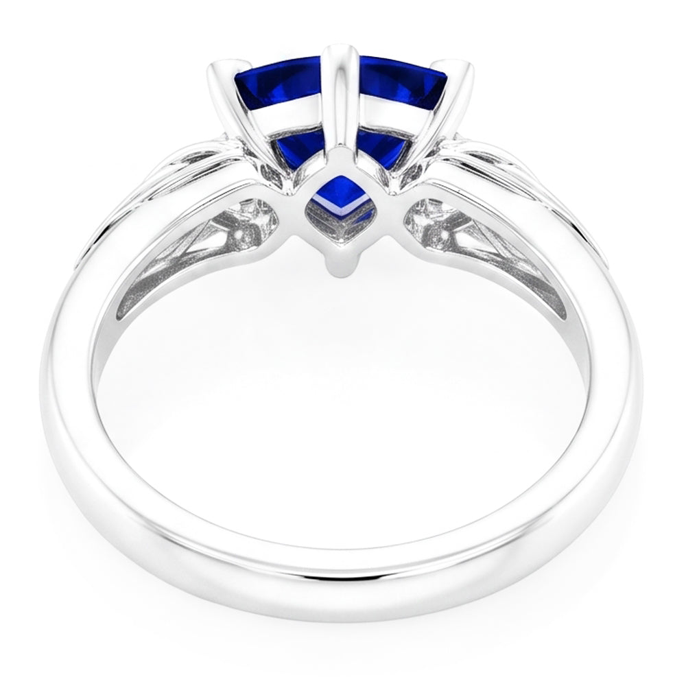 Anello solitario in stile antico con zaffiro blu da 2 trilioni di carati a V