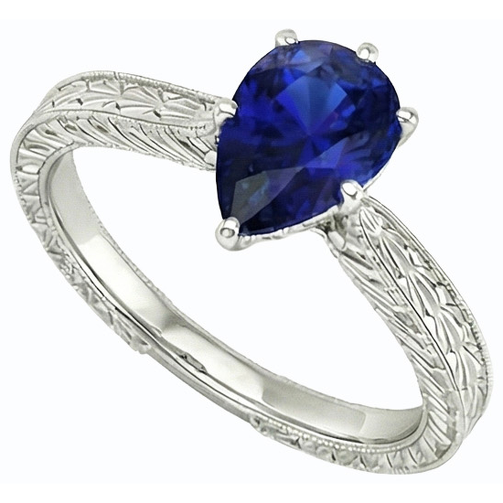 vero pear diamante 1.50carati anello dettaglio ravvicinato