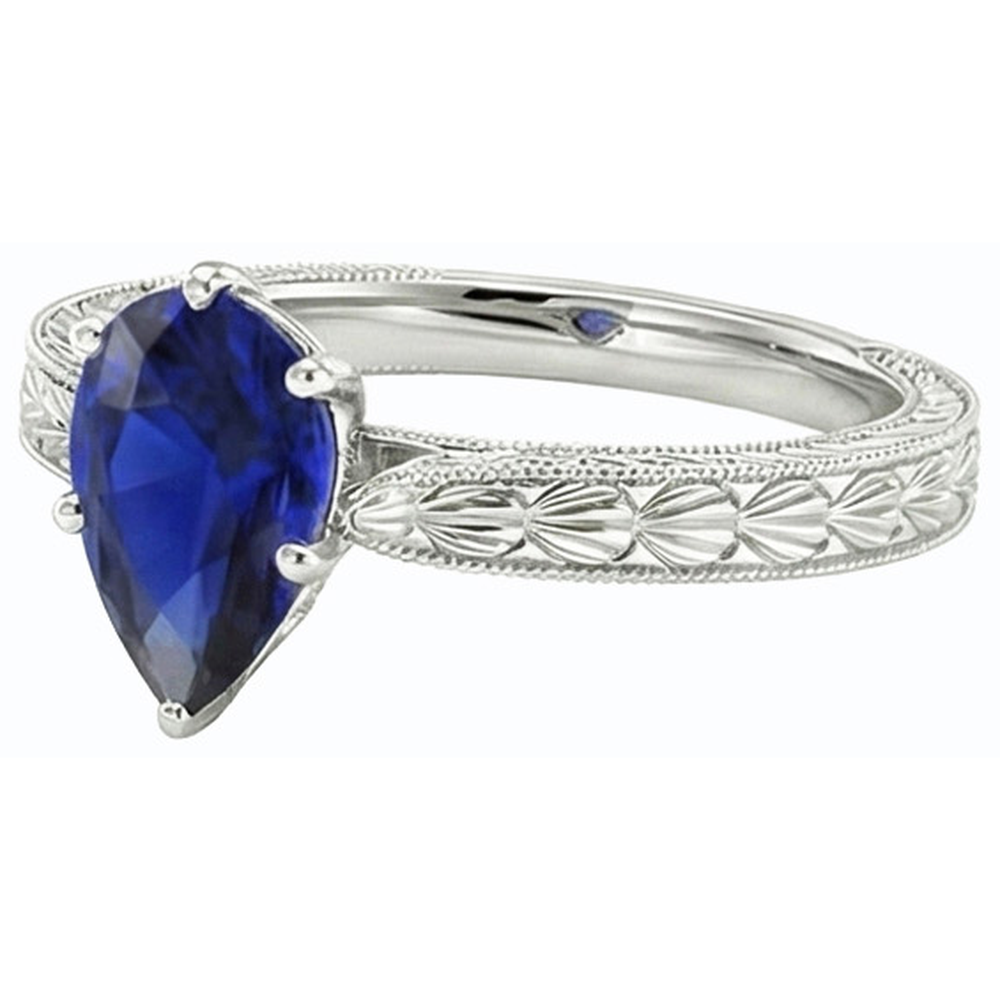 vero pear diamante 1.50carati anello su bianco