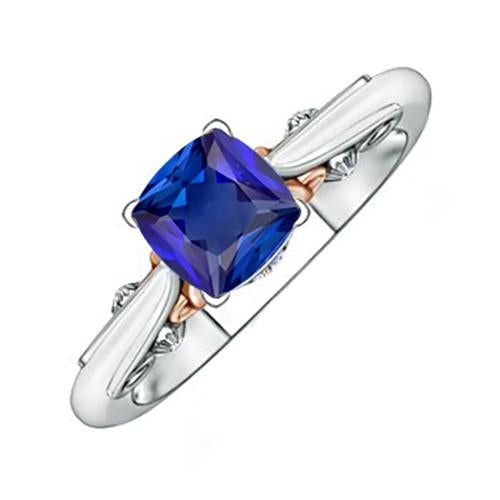 2 carati solitario stile vintage zaffiro blu anello due toni oro 14k - harrychadent.it