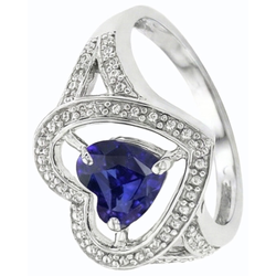Anello solitario in stile vintage con zaffiro blu con taglio a cuore da 1,50 carati in oro bianco 14K