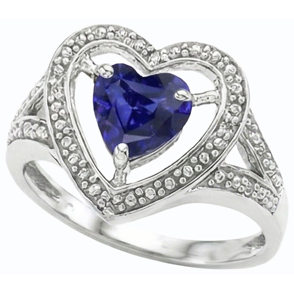 Anello solitario in stile vintage con zaffiro blu con taglio a cuore da 1,50 carati in oro bianco 14K