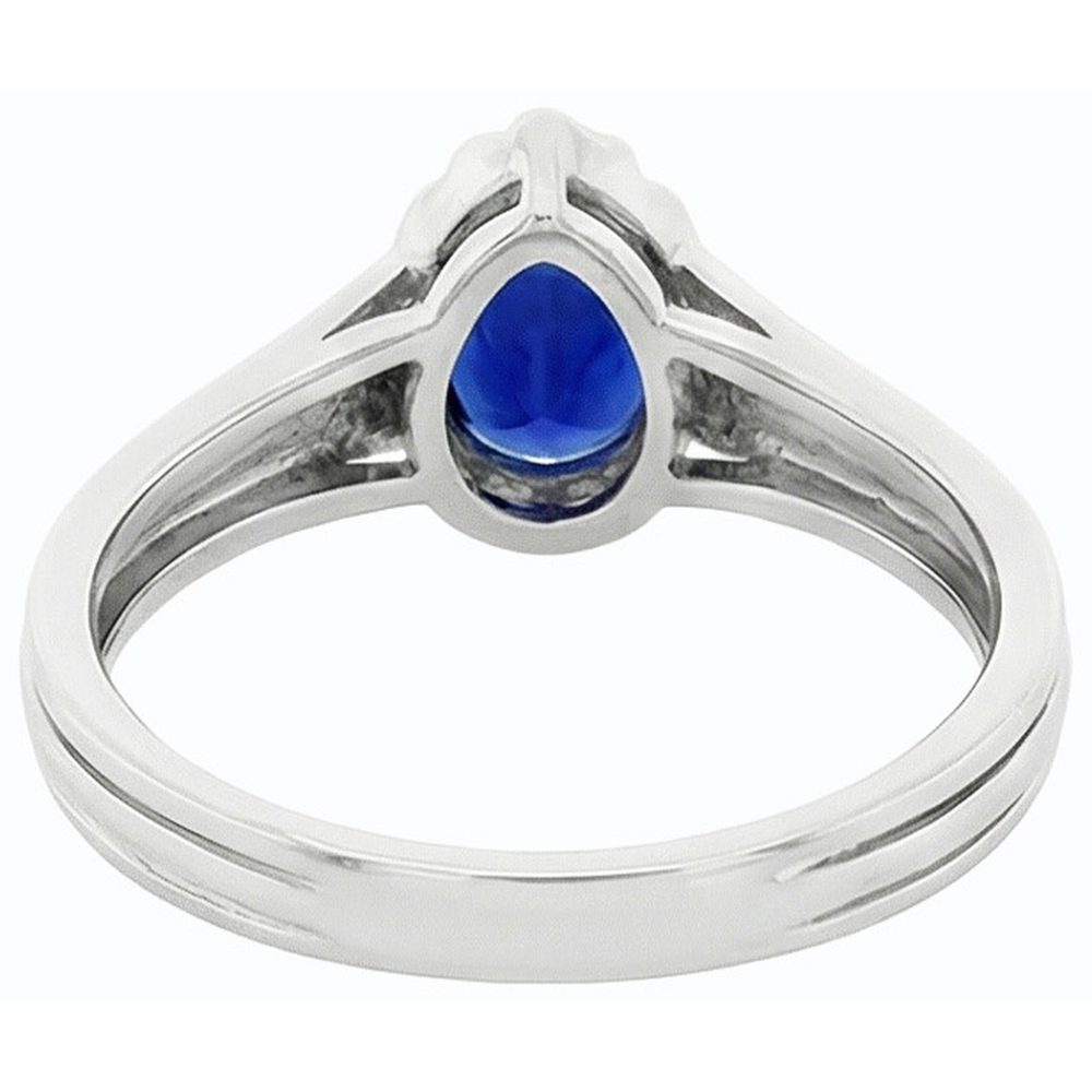 Anello solitario in stile vintage con zaffiro di Ceylon taglio a pera 2 carati
