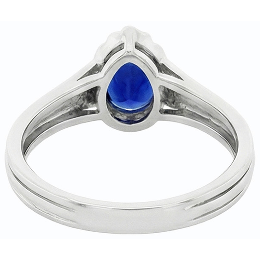 Anello solitario in stile vintage con zaffiro di Ceylon taglio a pera 2 carati