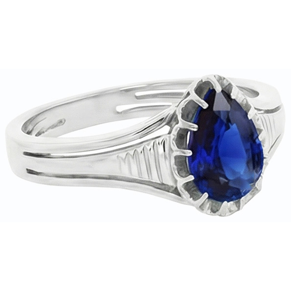 Anello solitario in stile vintage con zaffiro di Ceylon taglio a pera 2 carati