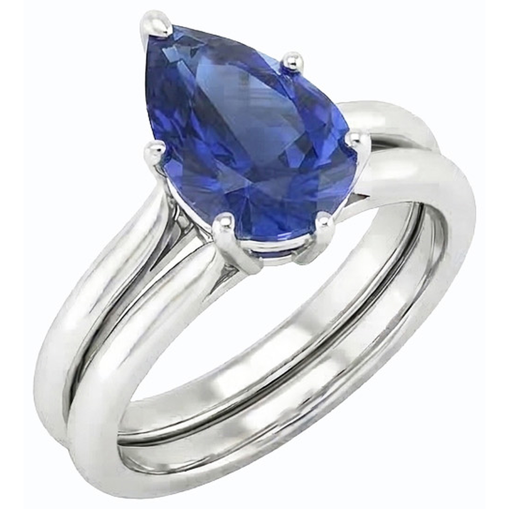 vero pear diamante 2carati anello dettaglio ravvicinato