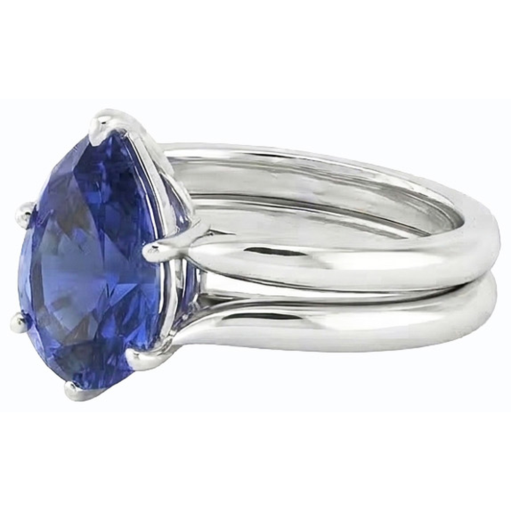 vero pear diamante 2carati anello vista di profilo