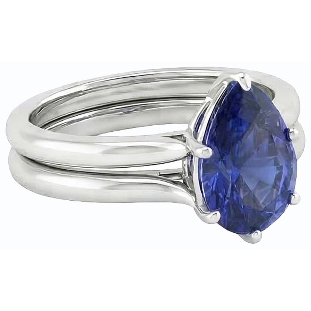 vero pear diamante 2carati anello su bianco