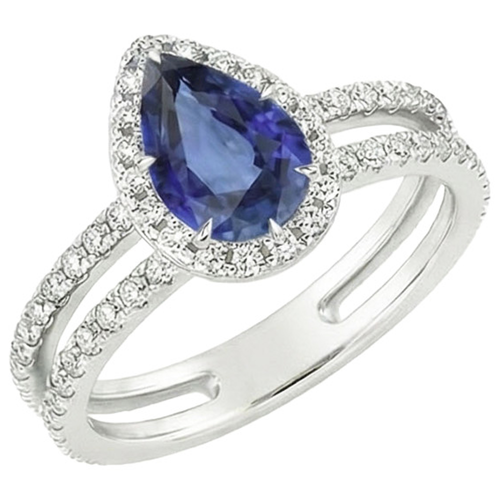 vero pear diamante 2.50carati anello angolo laterale
