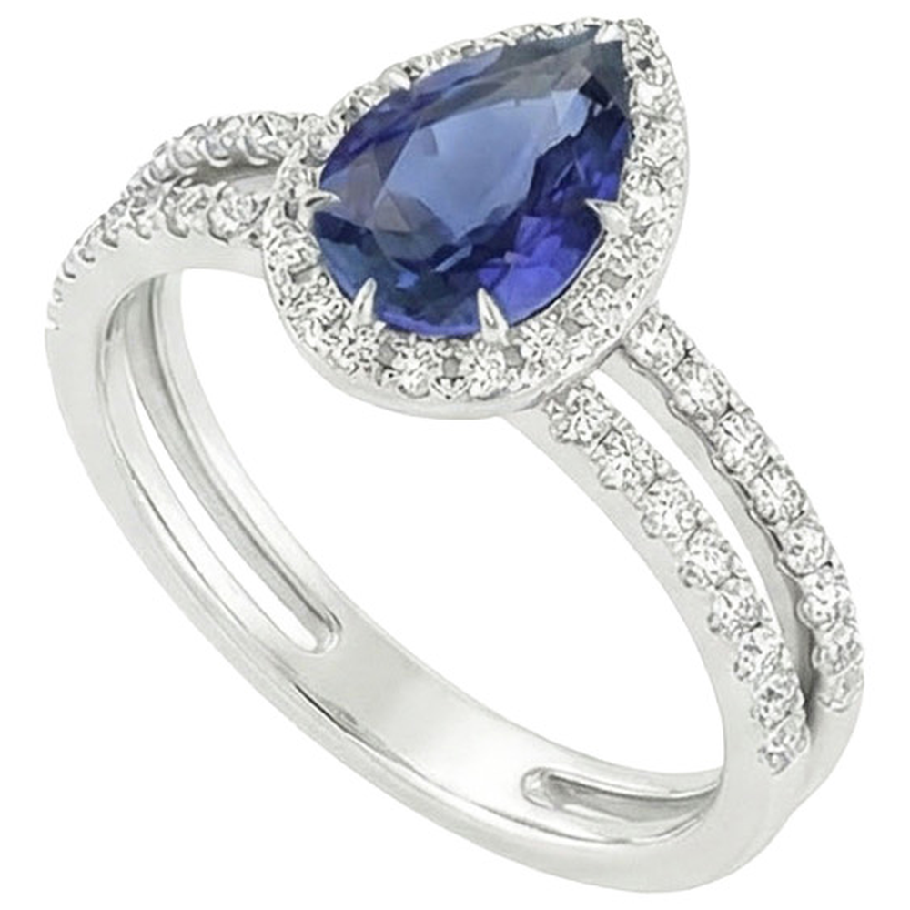 vero pear diamante 2.50carati anello dettaglio ravvicinato
