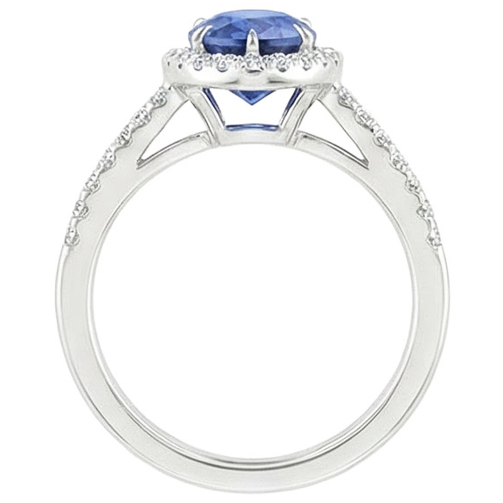 vero pear diamante 2.50carati anello vista dall'alto