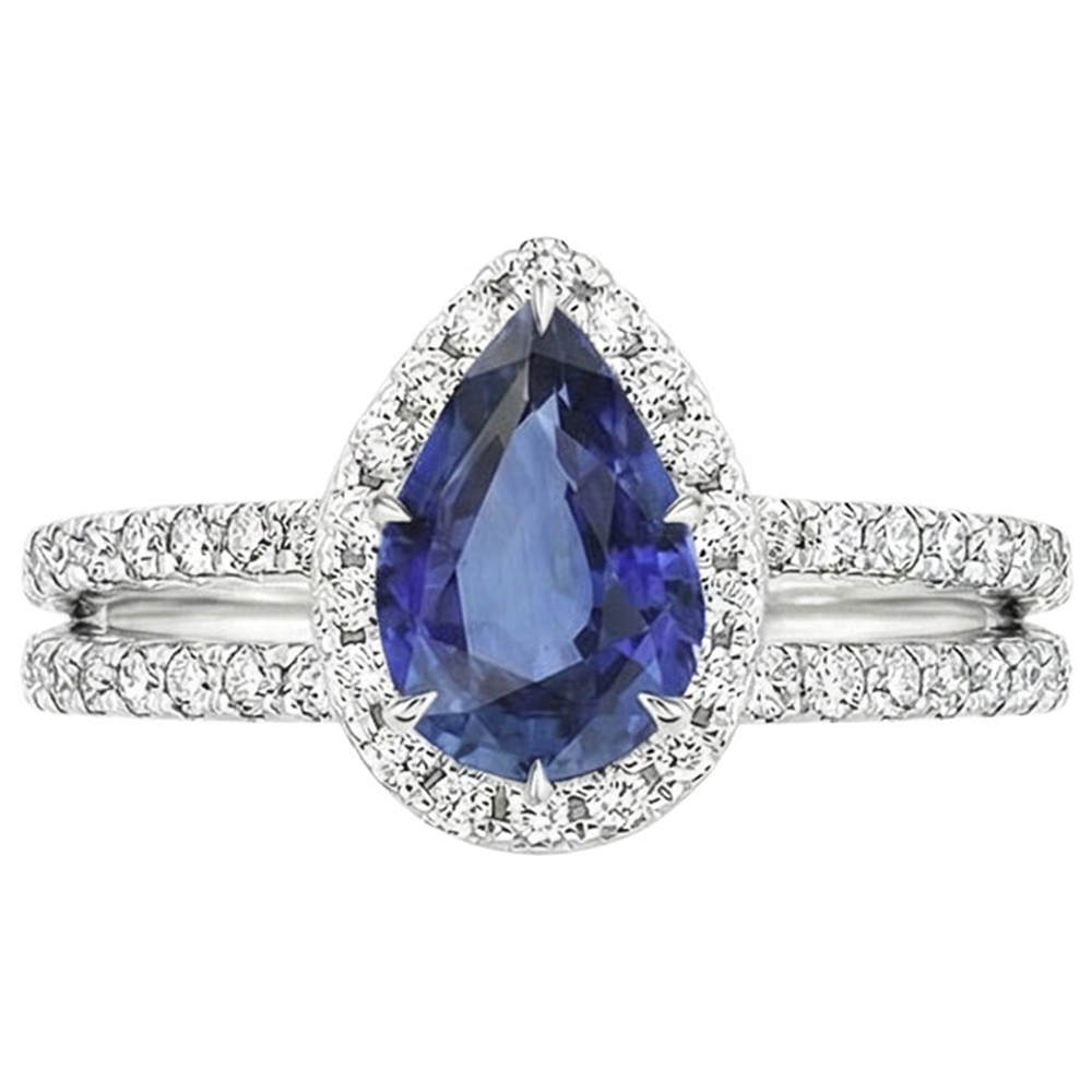 vero pear diamante 2.50carati anello vista di profilo