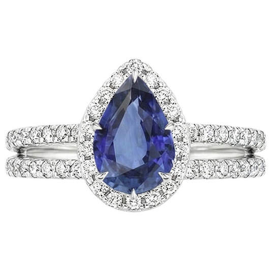 vero pear diamante 2.50carati anello vista di profilo