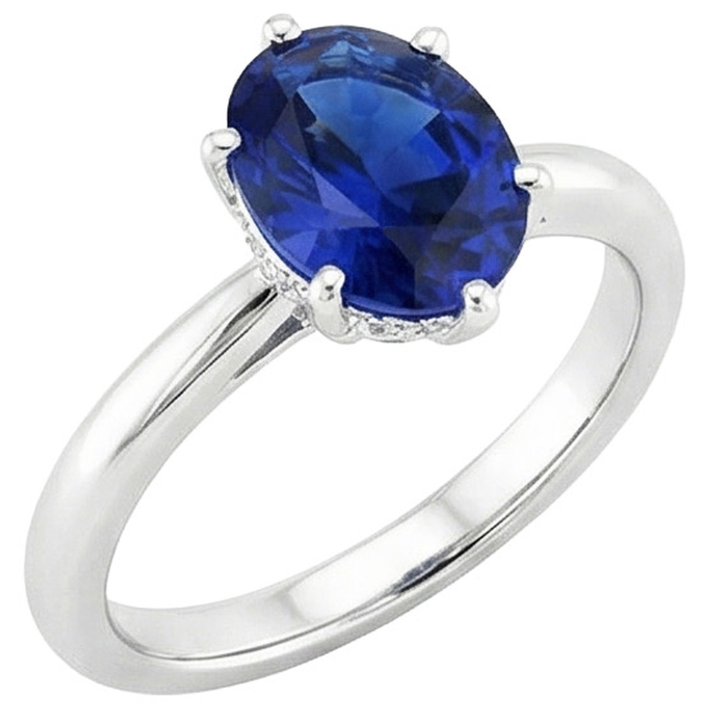 vero oval diamante 2.50carati anello angolo laterale