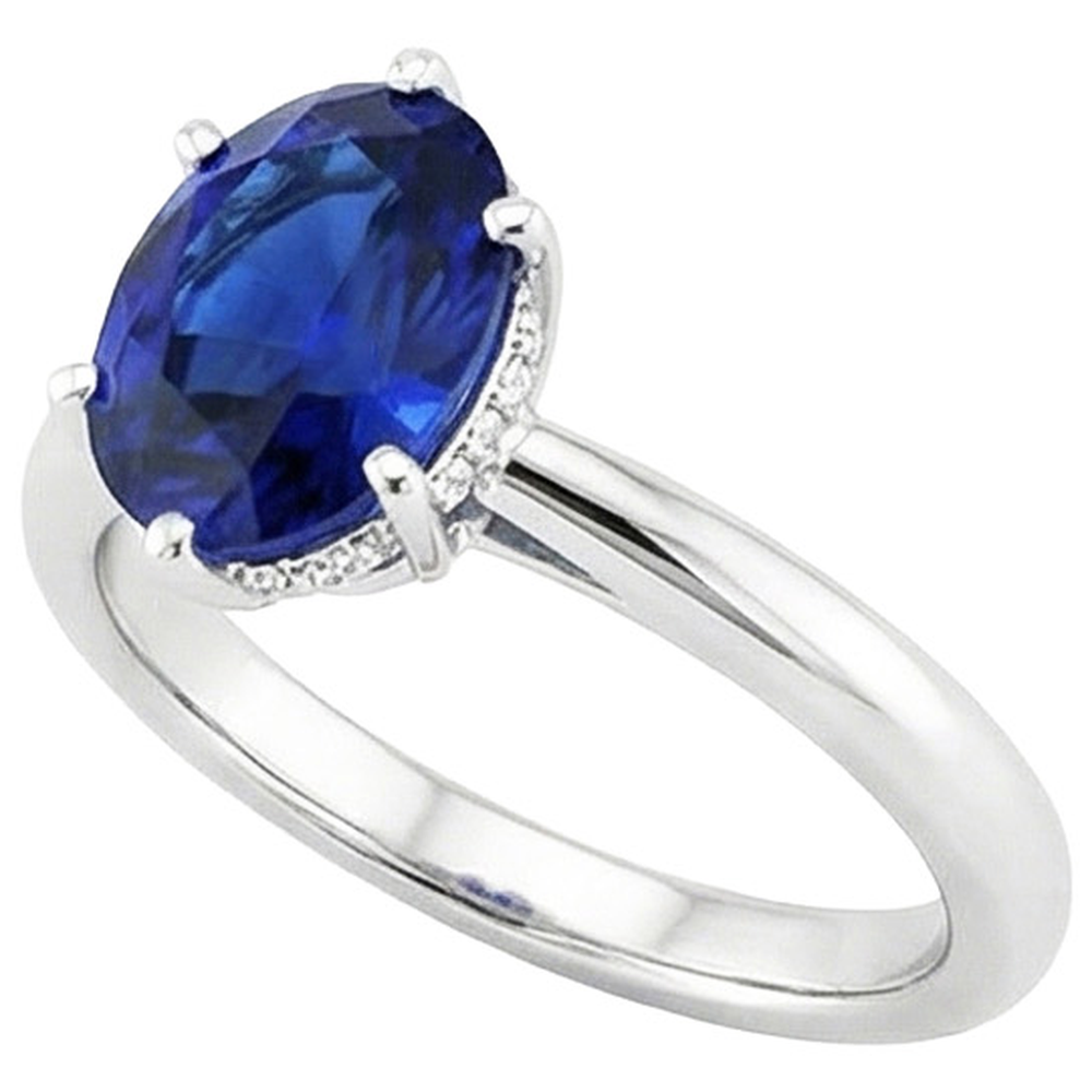 vero oval diamante 2.50carati anello dettaglio ravvicinato