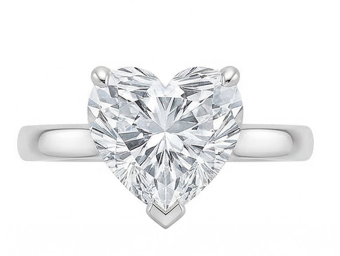 Anello solitario per anniversario in oro bianco con diamante a forma di cuore da 2.25 ct