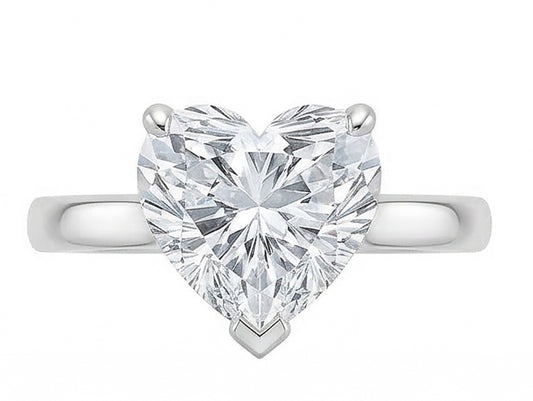 Anello solitario per anniversario in oro bianco con diamante a forma di cuore da 2.25 ct