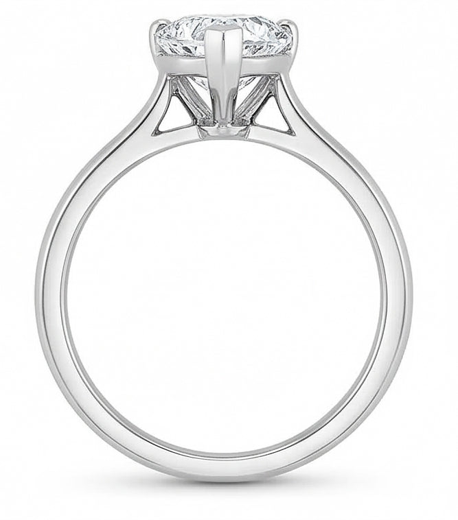 Anello solitario per anniversario in oro bianco con diamante a forma di cuore da 2.25 ct