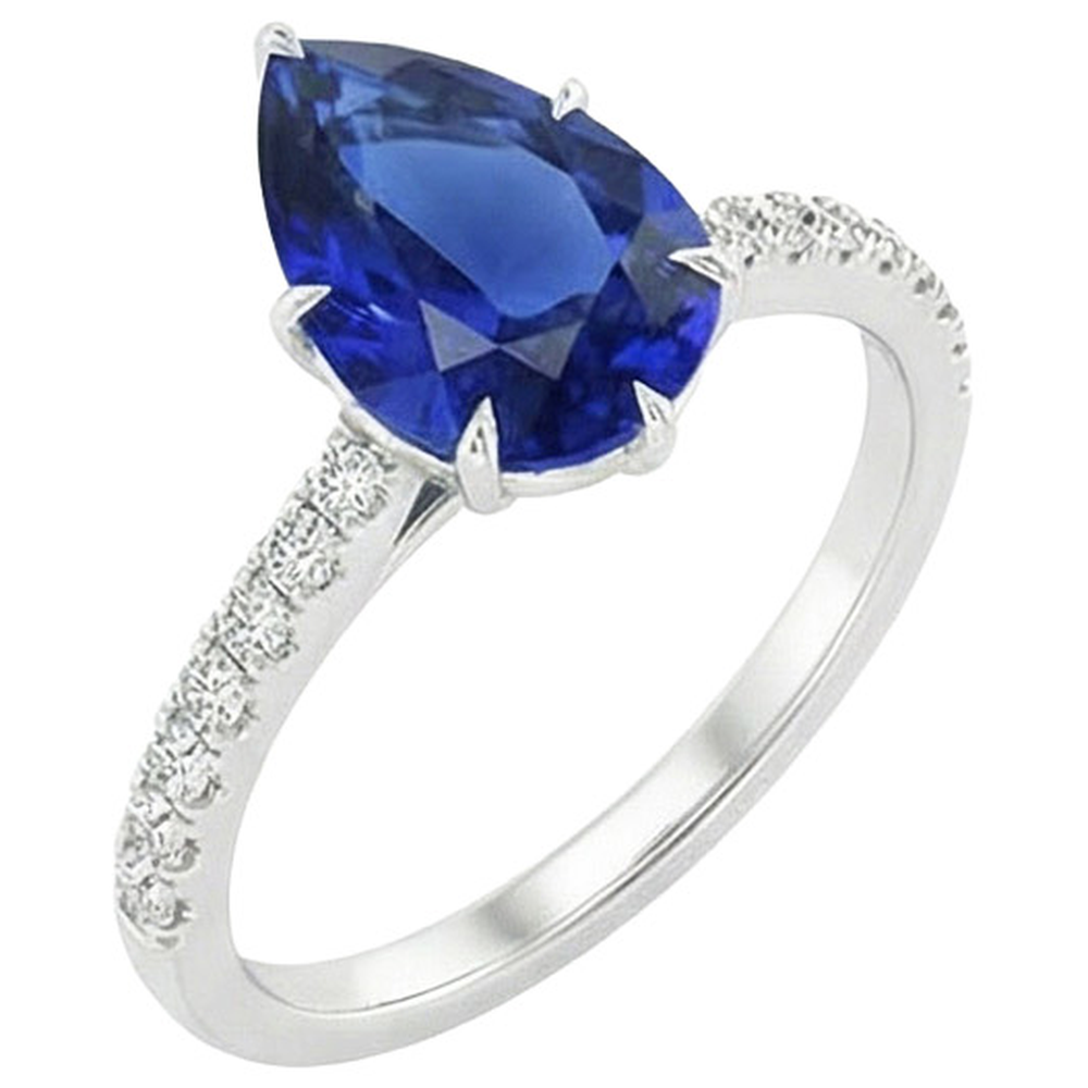 vero pear diamante 5carati anello dettaglio ravvicinato