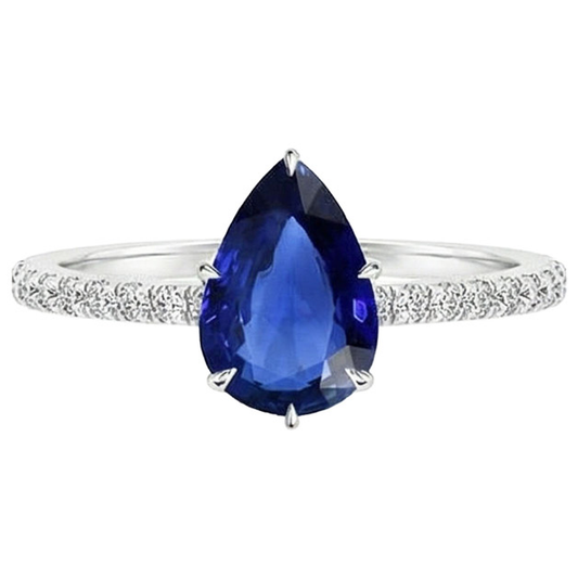 vero pear diamante 5carati anello vista di profilo