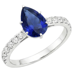 Anello solitario pera blu zaffiro pavé con accenti di diamante 5.25 carati